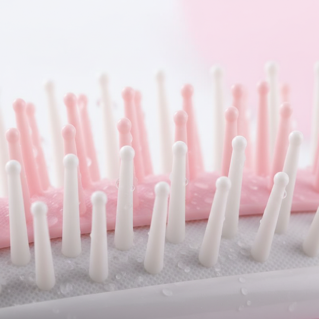 Gros plan poils flexibles brosse démêlante