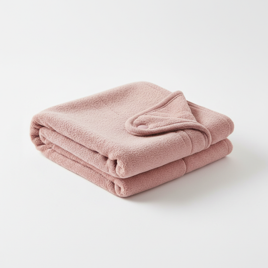 Serviette microfibre rose sur fond blanc